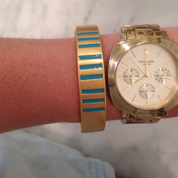 Madewell gold and turquoise embellished bracelet