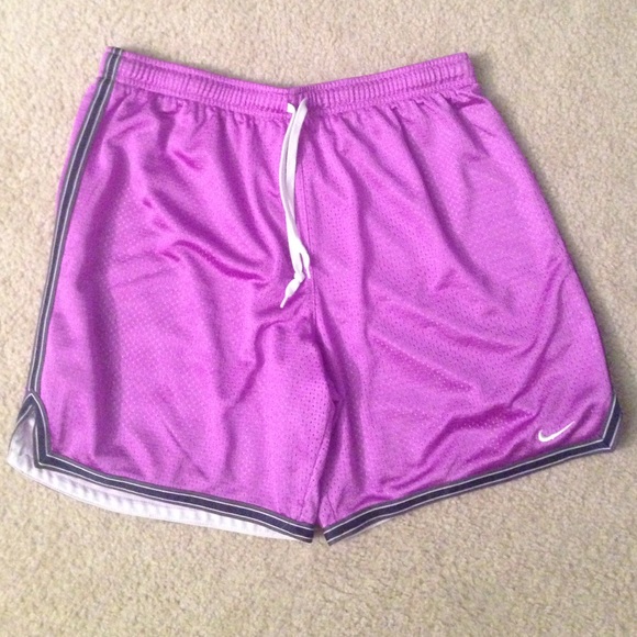 Purple black and white nike basketball shorts