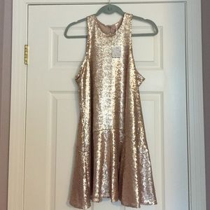 Rose Gold Sequin Free People Shift Dress