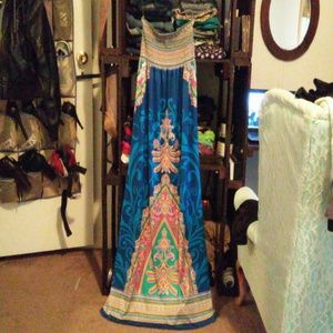 Strapless silky summer dress