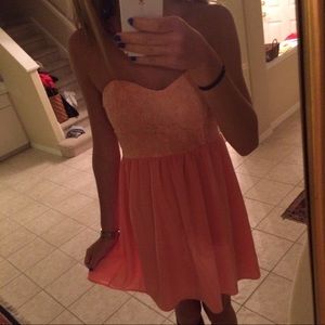 Wet seal strapless peach colored dress
