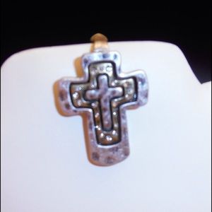 Hammered Gold & silver cross pendant