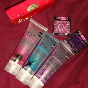 Lipstick case, glitter eyeshadow, & hand lotion