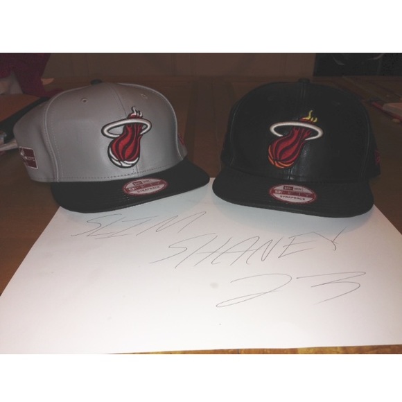 MIAMI HEAT B-BALL LEATHER STRAP BACK HATS (BUNDLE)