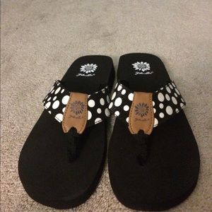 Yellow box flip flops