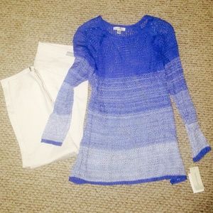 Blue ombré open knit crochet top