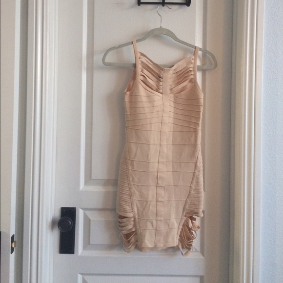 Peach bodycon bandage dress