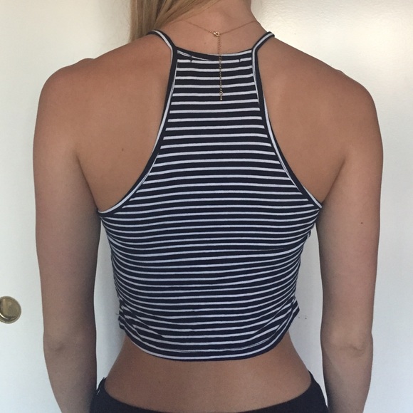 Brandy Melville high necked navy striped tank - Picture 2 of 2