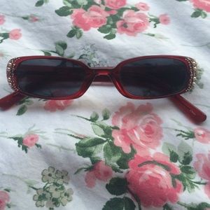 Fossil Dazzel red sunglasses with pearl detailing
