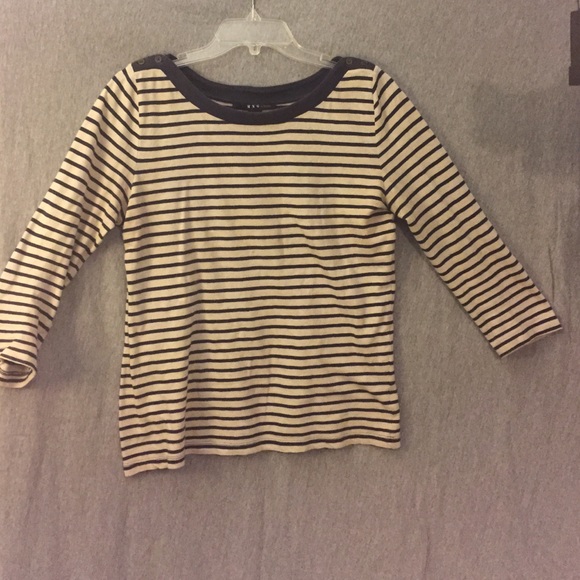 Cream and Navy Blue Striped Shirt - Picture 1 of 3