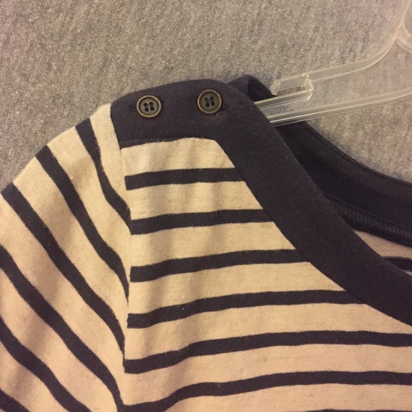 Cream and Navy Blue Striped Shirt - Picture 2 of 3