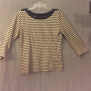 Cream and Navy Blue Striped Shirt