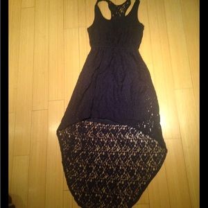 Dark Indigo Hi-Lo Lace Maxi Dress