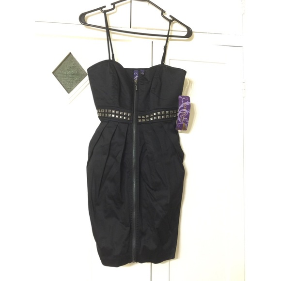 Black Studded Sweetheart Dress