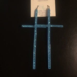 Cross earrings - light blue
