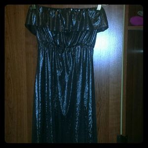 Silver Leopard Print Strapless Dress