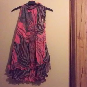 Summer soft 2 layer pleated sheer dress shirt