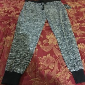 Gray and black slacks
