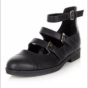 New Look Wide Fit Triple Strap Flats size 9W