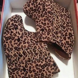 Leopard printed booties