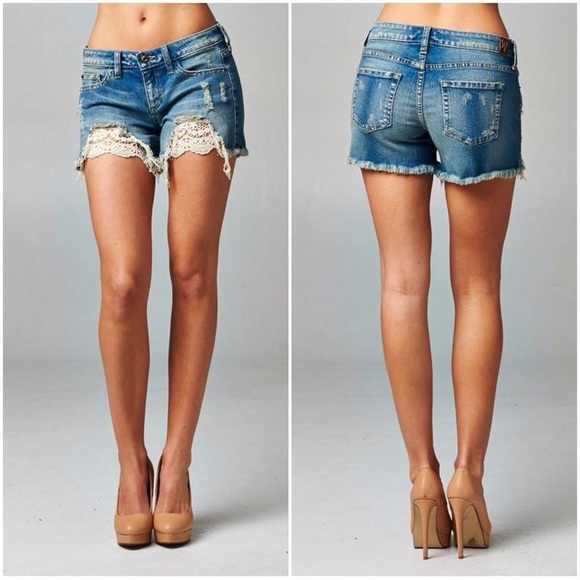 Vintage distressed denim shorts