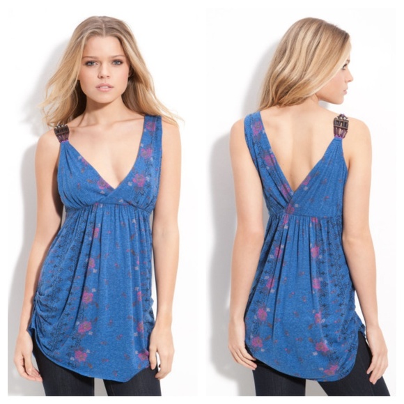 Free People Tops - FP BlueGarden Terrance BeadedShoulder SurpliceTop