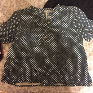 Anthropologie canvas polka dot top