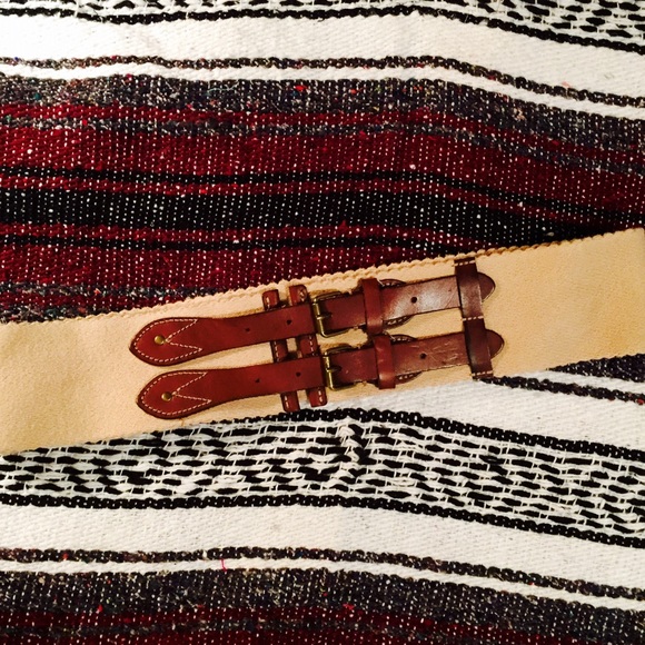 J. Crew Cotton and Leather Double Buckle Belt