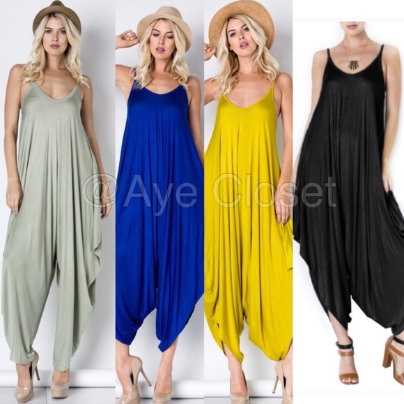 boho oversized loose fit jumpsuit dress harem - Picture 2 of 5