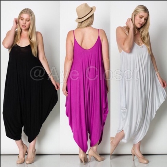 boho oversized loose fit jumpsuit dress harem - Picture 3 of 5