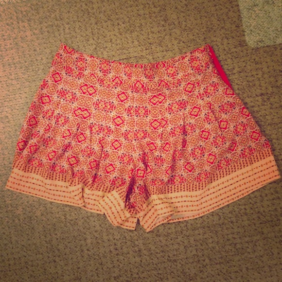Red Boho Print Shorts