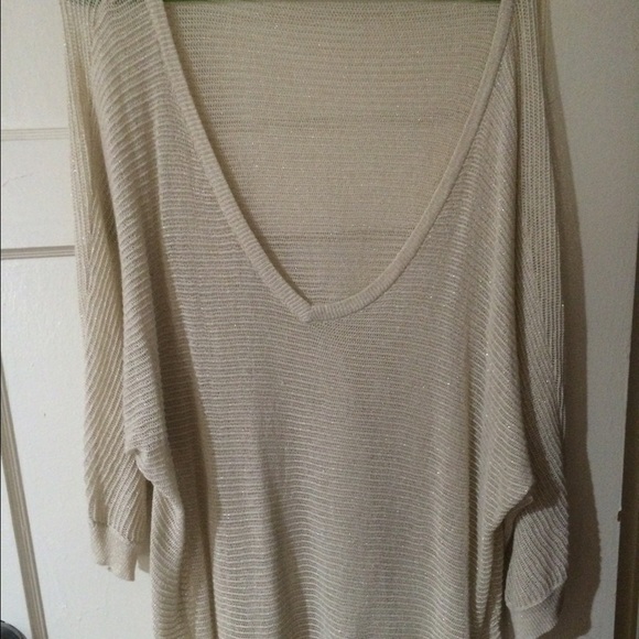 Beige Sparkly Sheer Sweater