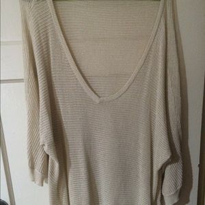 Beige Sparkly Sheer Sweater