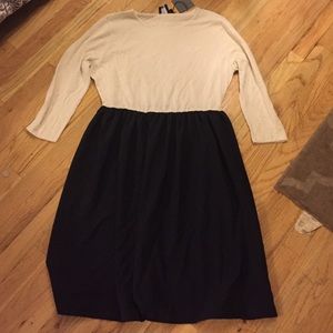 Cream and navy dress