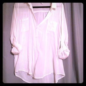 White flowy button down