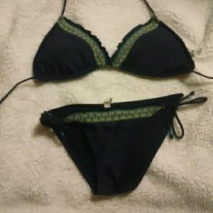 Navy blue triangle, string bikini