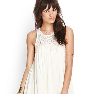 Forever 21 Cream Boho Dress with Crochet Detailing
