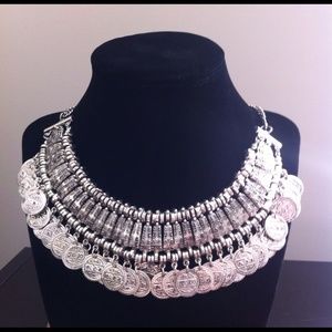Tribal belly dancing bib coin necklace