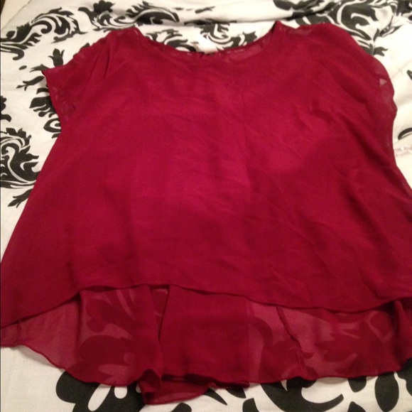Burgundy sheer shirt