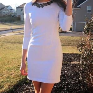 Zara Jeweled Neckline 3 Quarter Sleeve Dress