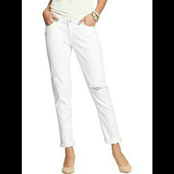 White Slightly Distressed Denim Jean