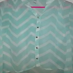 Light teal chevron sheer shirt