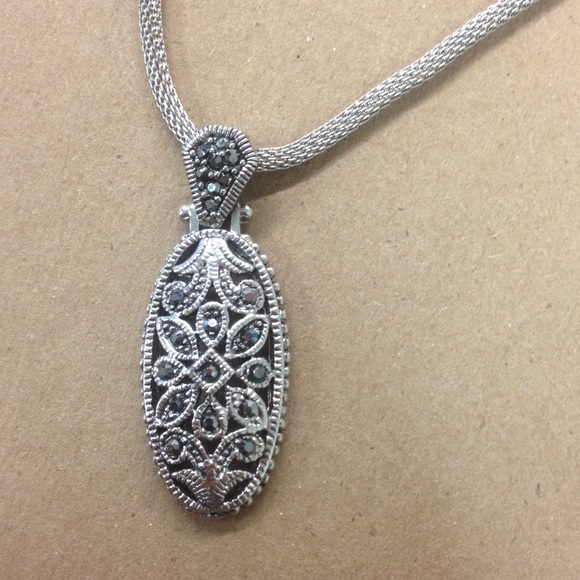 Sterling Silver Cookie Lee Black Pendant Necklace