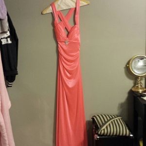 "Neon coral" formal dress