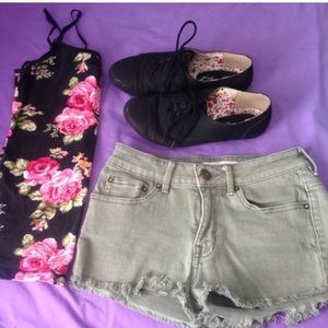 Olive High Rise Shorts