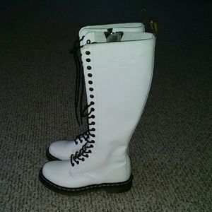 Knee High White Dr Martens