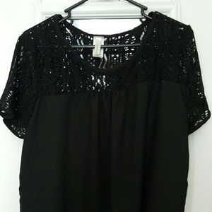 Black lace chiffon top