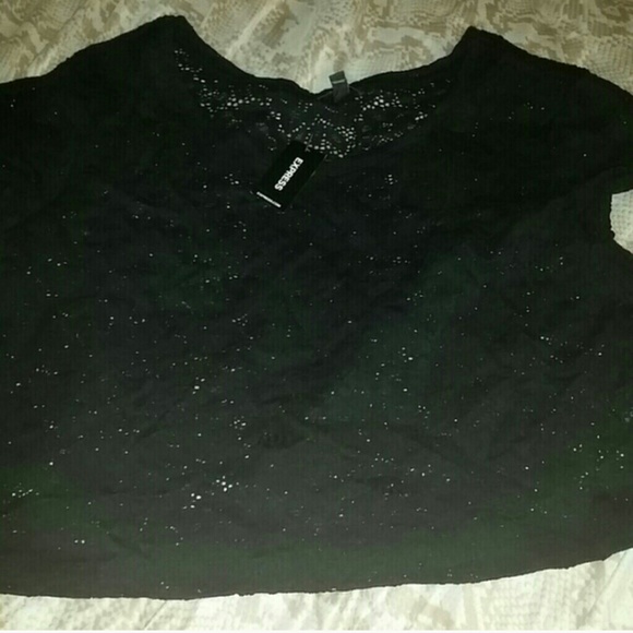 Black crop lace top
