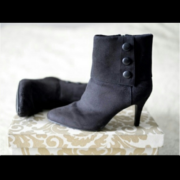 Navy Blue Suede Ankle Boots