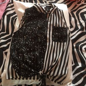 Sheer mixed pattern shirt